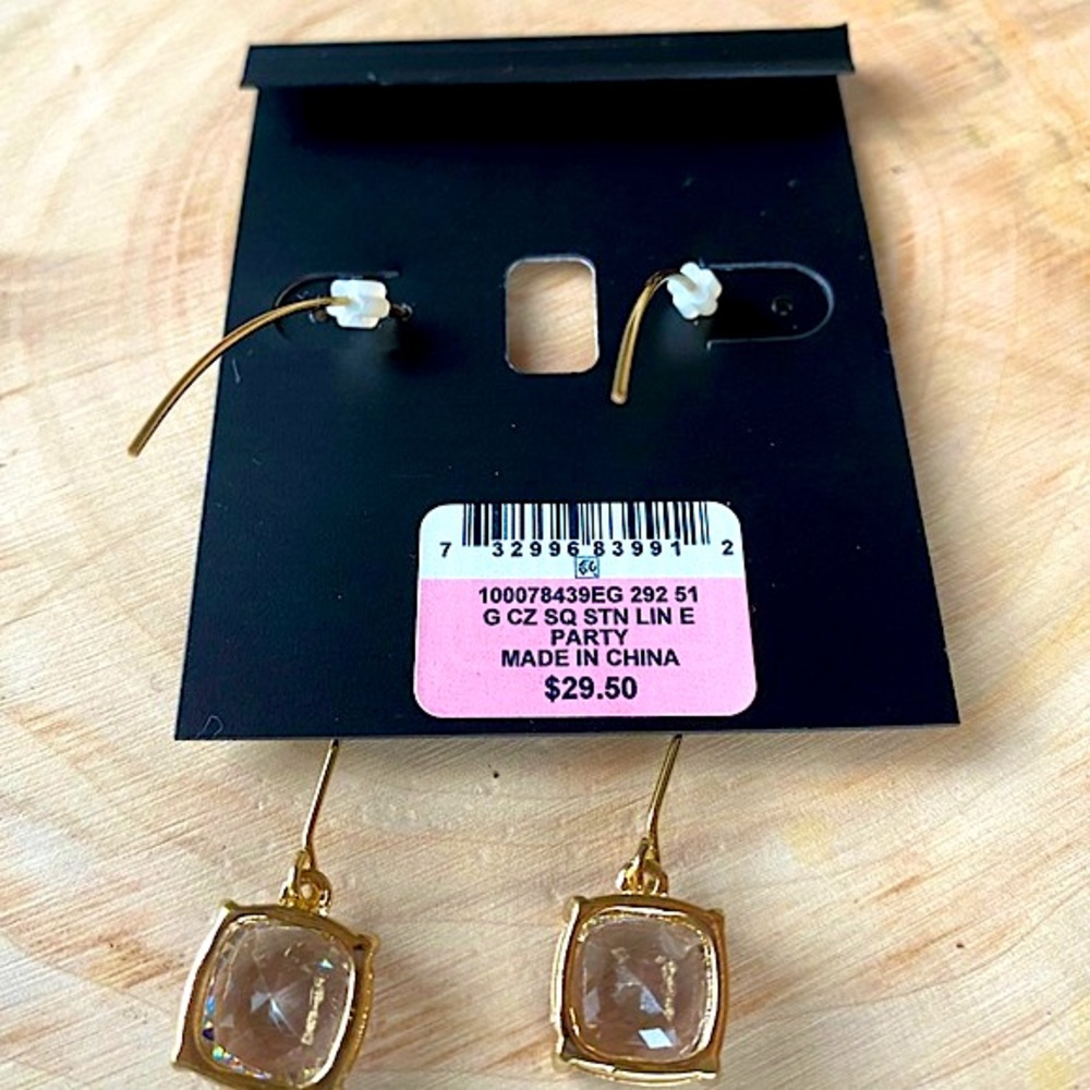 INC Gold-Tone Square Linear Drop Threader Earrings - Picture 7 of 9